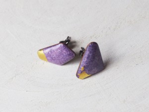 ピアス紫×gold